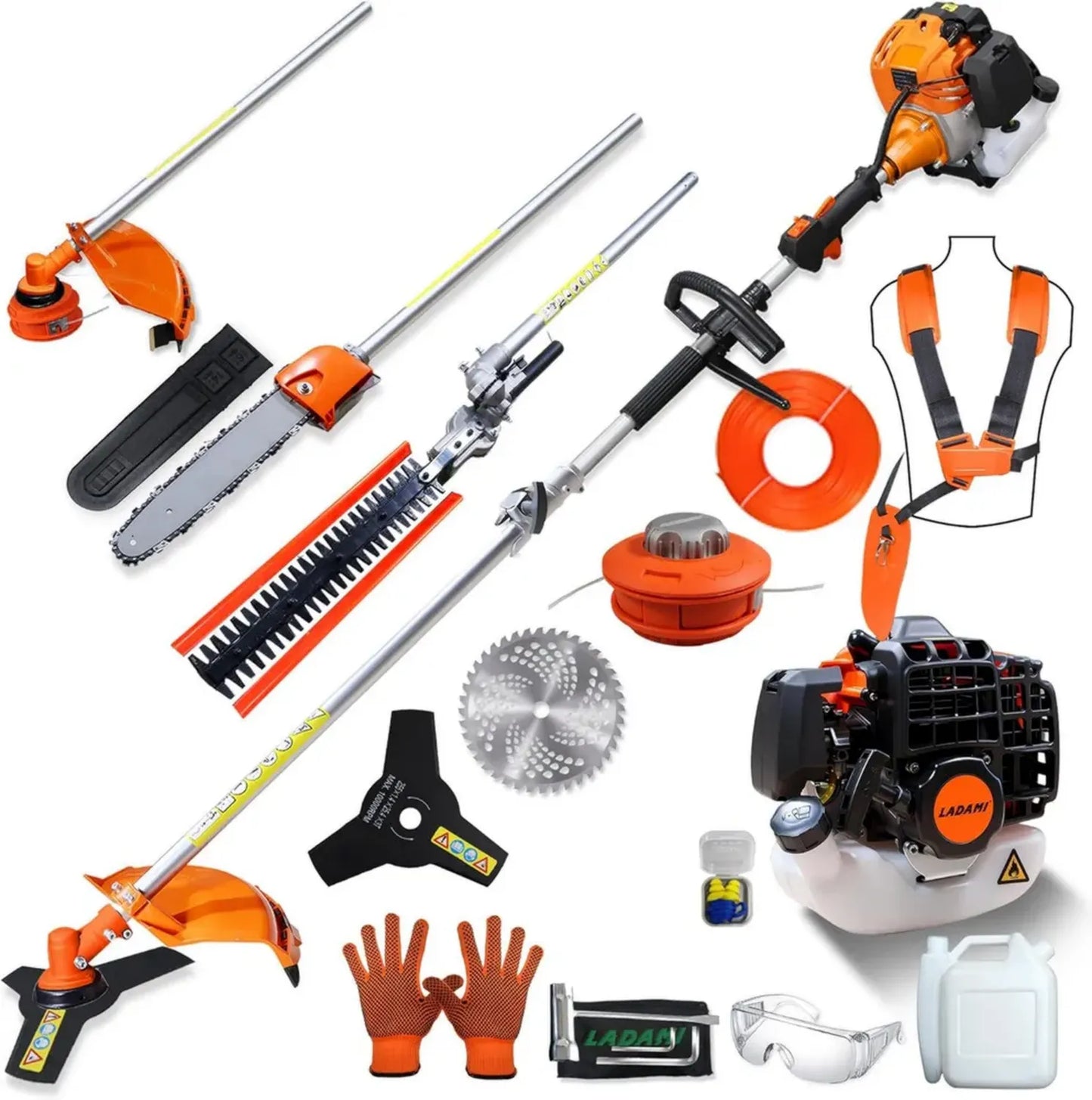 Débroussailleuse Thermique 52cc Multifonction 3 CV, Taille-Haie et Tronçonneuse, Outil de Jardin Performant et Économique